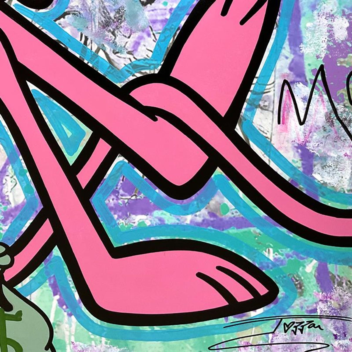 Jozza, "All the Pals" Unique Mixed Media on Canvas, Hand Signed with Letter of Authenticity.