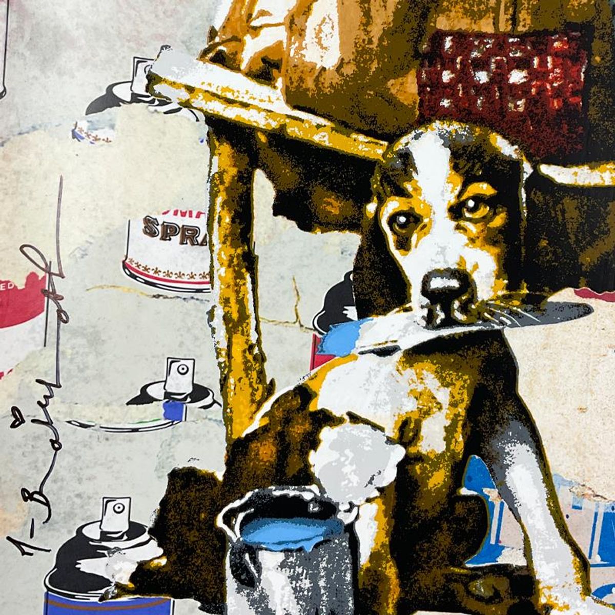 Mr. Brainwash, "Work Well Together" Framed Unique (UNIQ) Mixed Media, Hand Signed with Certificate of Authenticity.