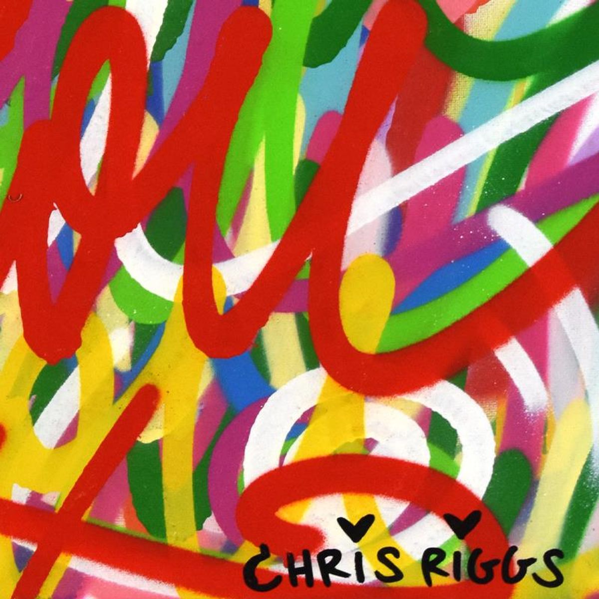 Chris Riggs, "Love" Framed Original Spray Paint Painting on Canvas, Hand Signed with Letter of Authenticity.