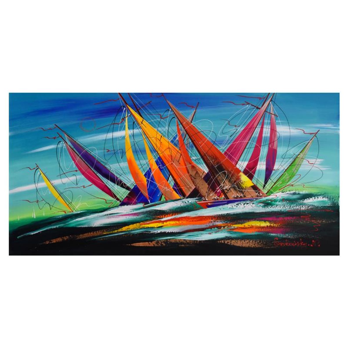 Natalia Sinkovsky, Original Acrylic Painting on Canvas, Hand Signed with Letter Authenticity.