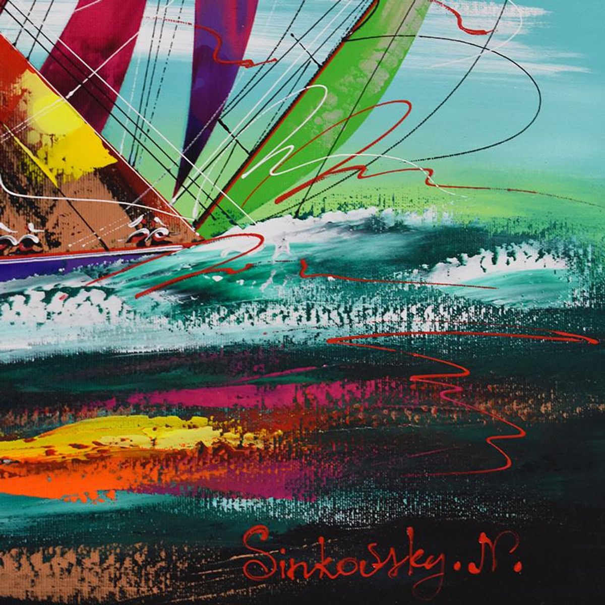 Natalia Sinkovsky, Original Acrylic Painting on Canvas, Hand Signed with Letter Authenticity.