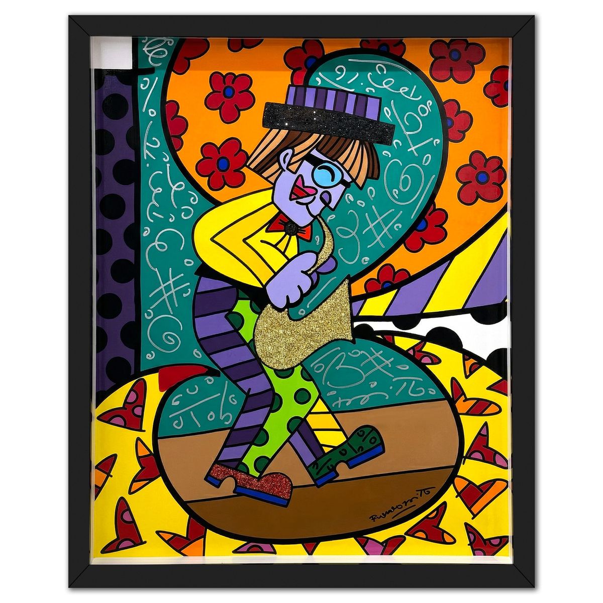 Romero Britto- Original Painting on Board "Music Feeling"