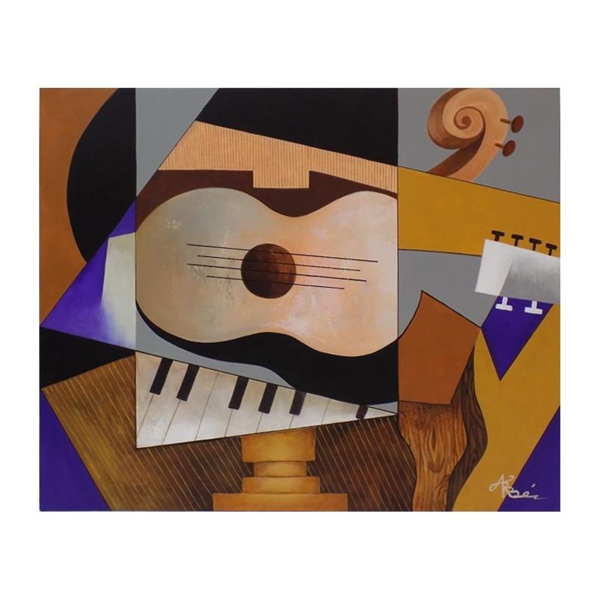 Arbe, "Symphony in Parts" Hand Signed Original Painting on Canvas with Letter of Authenticity.