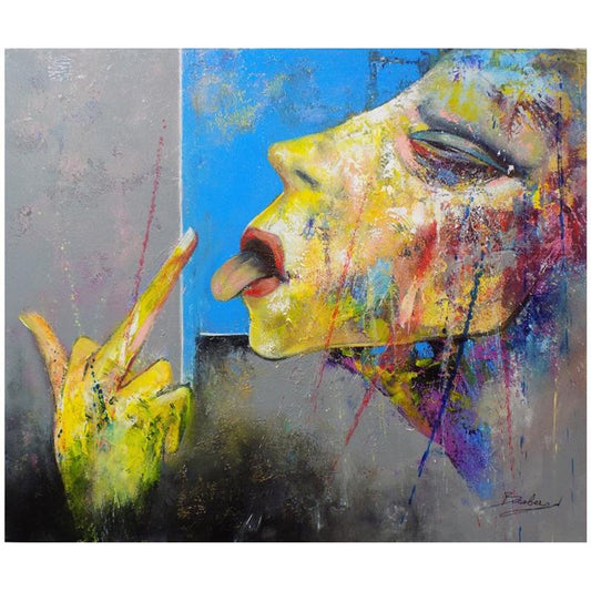 Berberyan, "Up Yours" Hand Signed Original Painting on Canvas with Letter of Authenticity.