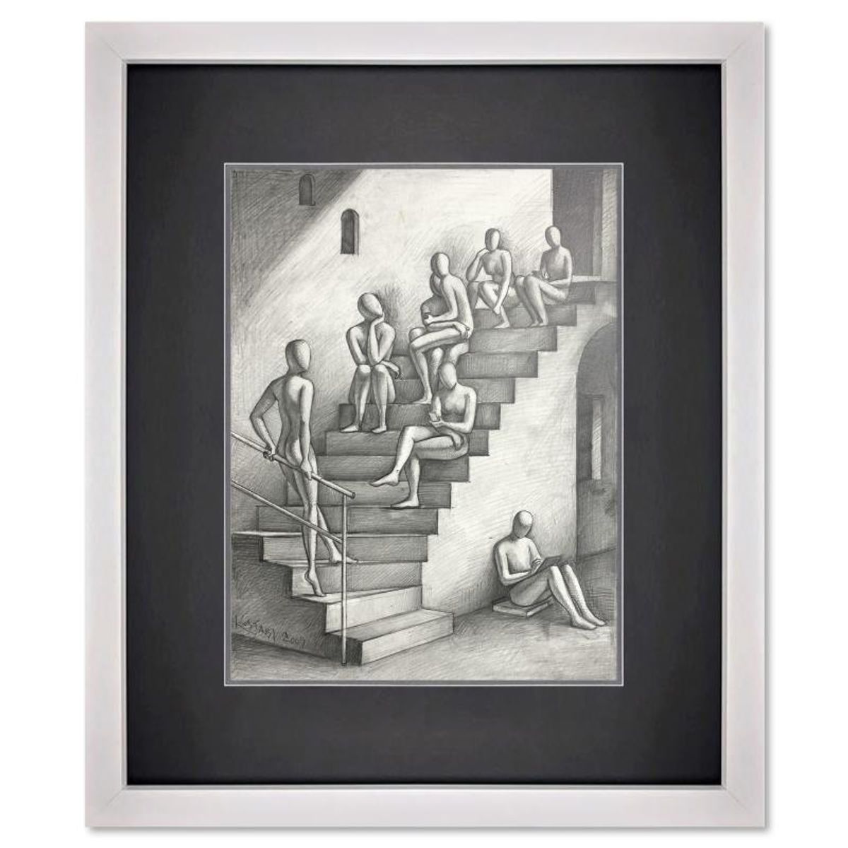 Mark Kostabi, "The Non-Conformist" Framed Original Drawing on Paper, Hand Signed with Certificate of Authenticity