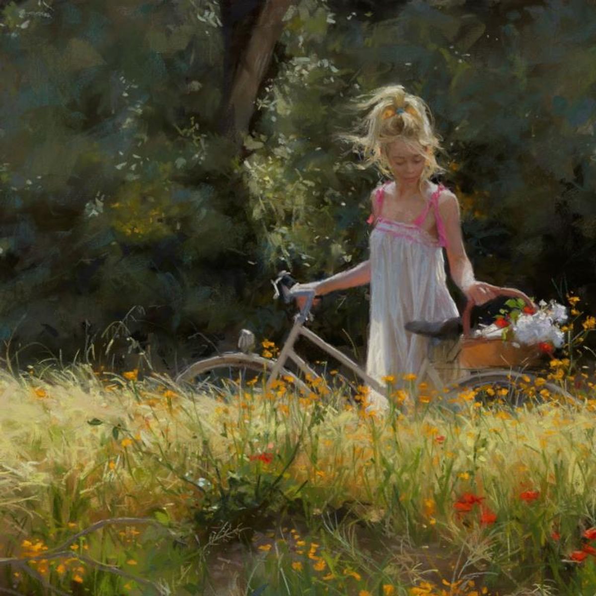 Vicente Romero, "Outing in the Countryside" Hand Signed Limited Edition Giclee on Canvas with Certificate of Authenticity.