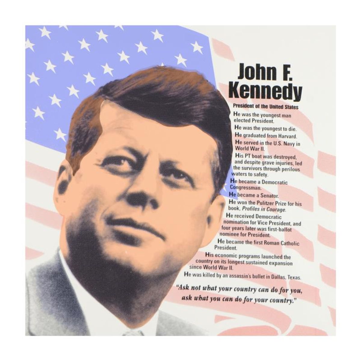 Steve Kaufman (1960-2010), "John F. Kennedy" Limited Edition Hand Pulled Silkscreen on Canvas, Numbered 40/50 and Hand Signed Inverso with Letter of Authenticity.