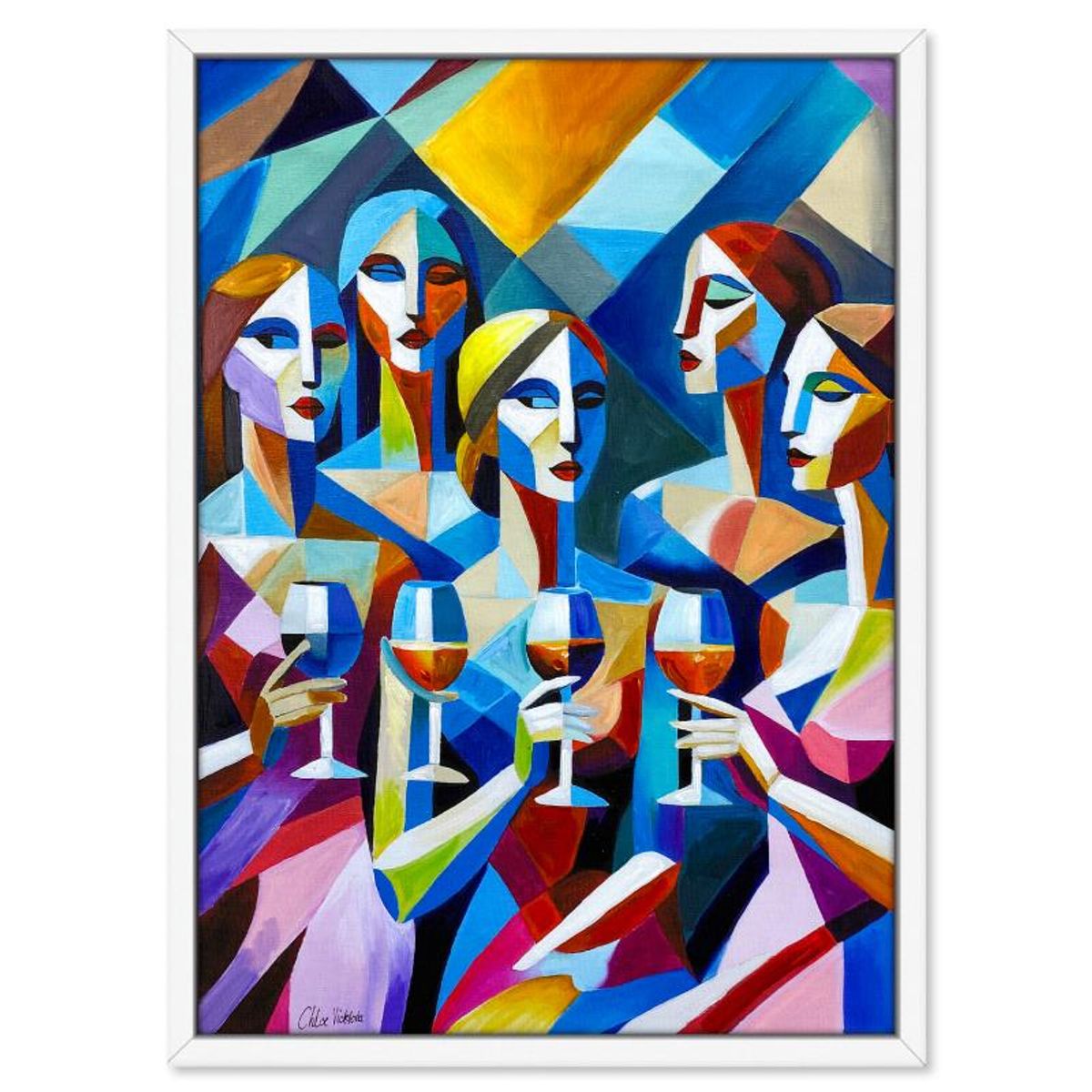 Chloe Victoria, "Glass Reflection" Framed One-of-a-Kind Mixed Media Overpaint on Canvas, Hand Signed with Letter of Authenticity