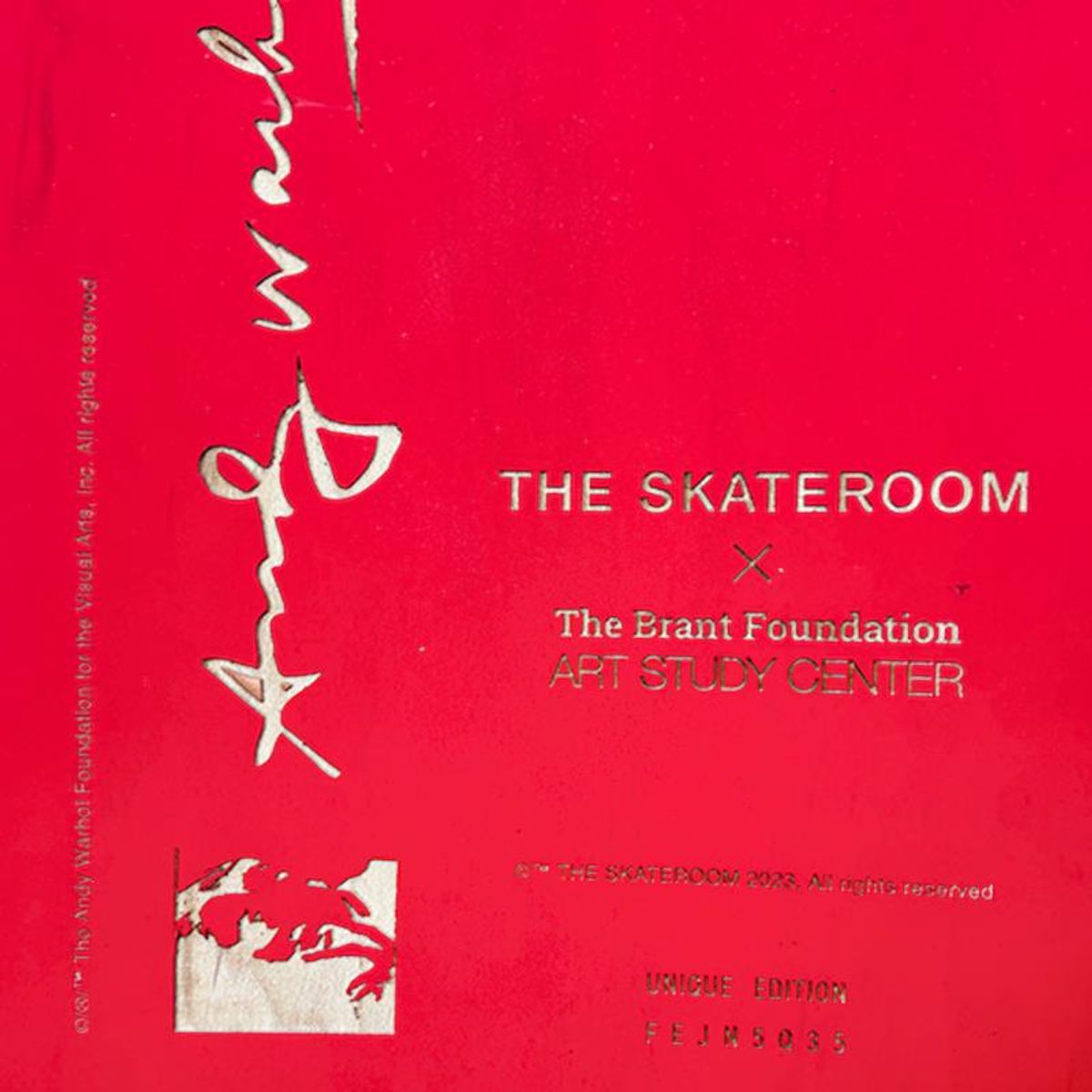 Andy Warhol (1928-1987), "Self-Portrait (Red)" Framed One-of-a-Kind Unique Edition Skateboard, Signed Inverso with Certificate of Authenticity.