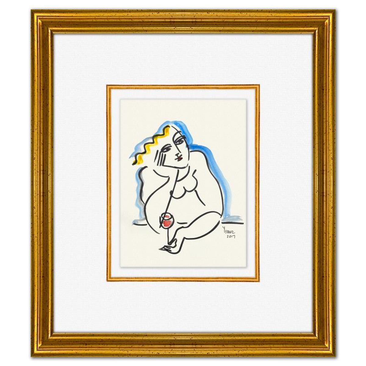 Yuroz, Framed Original Painting, Hand Signed with Letter of Authenticity.