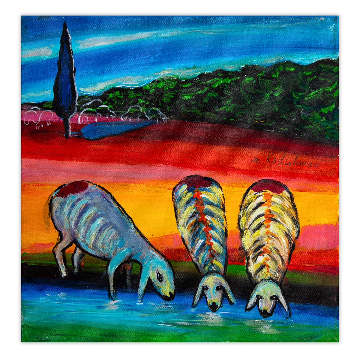 Menashe Kadishman- Original Acrylic on Canvas "Untitled"