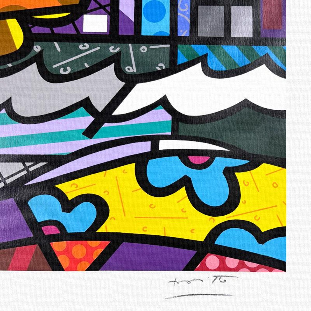 Britto, "Downtown Girl" Framed Limited Edition Serigraph, Numbered and Hand Signed with Letter of Authenticity.