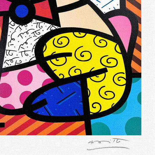 Britto, "Happy Cat and Snoob Dog" Framed Limited Edition Serigraph, Numbered and Hand Signed with Letter of Authenticity.