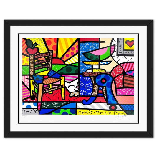 Britto, "Squeaki Van Britto" Framed Limited Edition Serigraph, Numbered and Hand Signed with Letter of Authenticity.