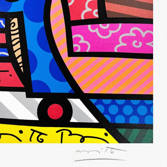Britto, "Squeaki Van Britto" Framed Limited Edition Serigraph, Numbered and Hand Signed with Letter of Authenticity.