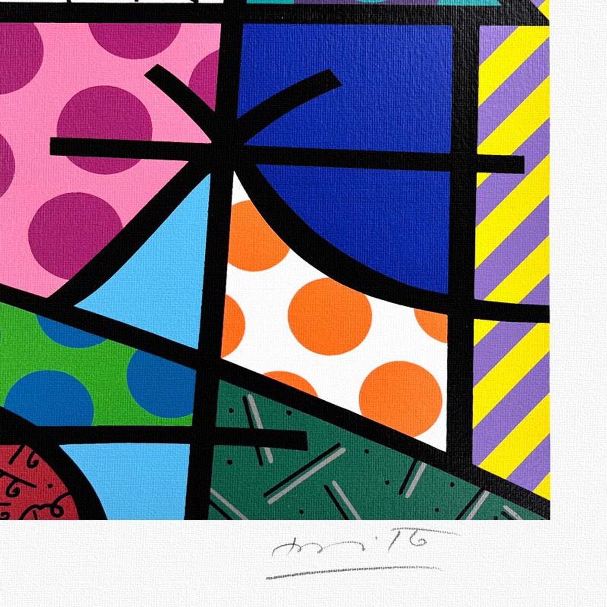 Britto, "Roses View" Framed Limited Edition Serigraph, Numbered and Hand Signed with Letter of Authenticity.