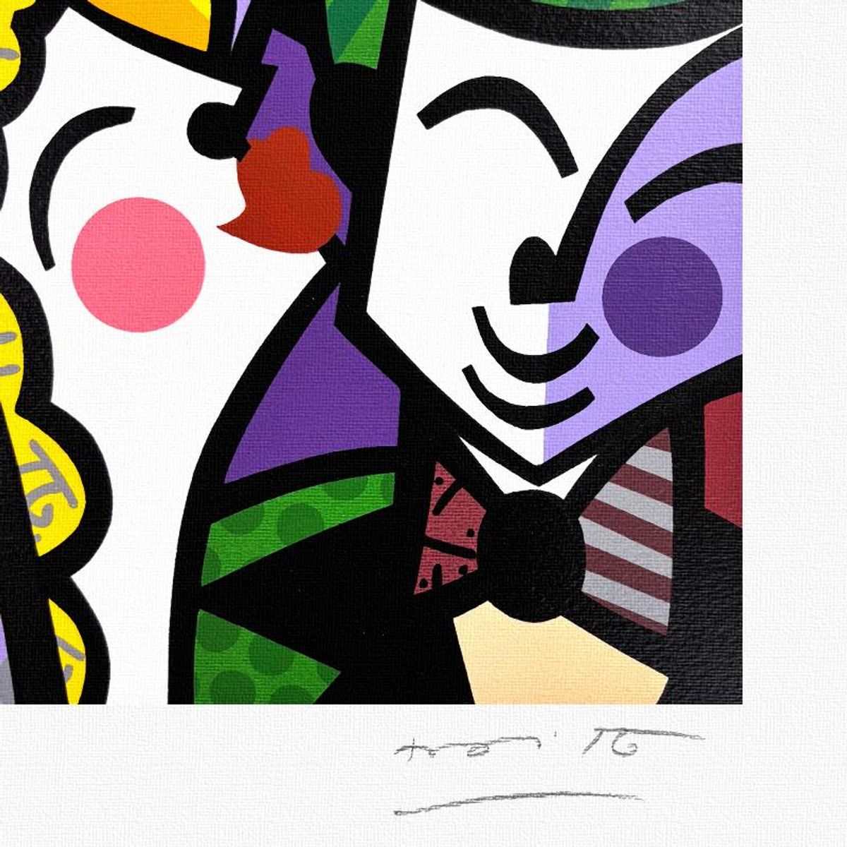 Britto, "Celebration" Framed Limited Edition Serigraph, Numbered and Hand Signed with Letter of Authenticity.