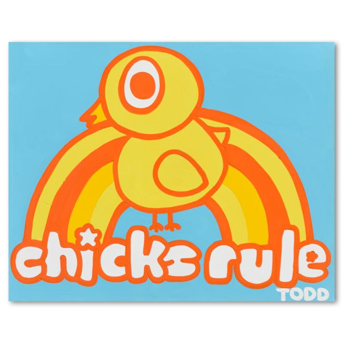 Todd Goldman, "Chicks Rule" Original Acrylic Painting on Gallery Wrapped Canvas (60" x 48"), Hand Signed with Letter of Authenticity.