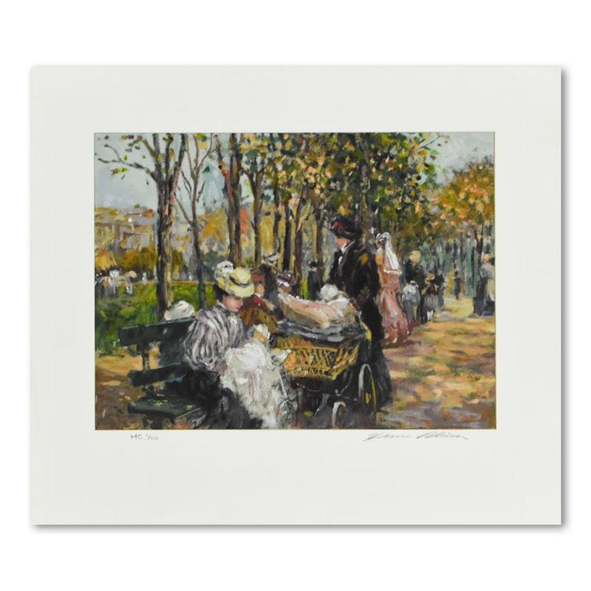 Henri Plisson (1933-2006), "Stroll in the Park" Limited Edition Serigraph, HC Numbered 1/20 and Hand Signed with Letter of Authenticity.