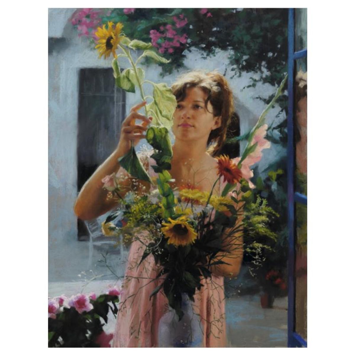 Vicente Romero, "Floral Sunshine" Hand Signed Limited Edition Giclee on Canvas with Certificate of Authenticity.