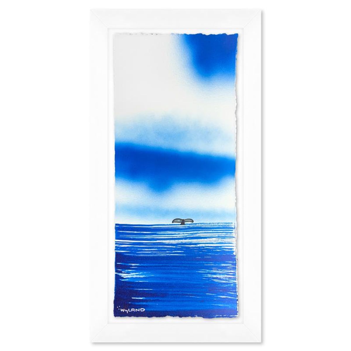 Wyland, "Fluke" Framed, Hand Signed Original Painting with Letter of Authenticity.