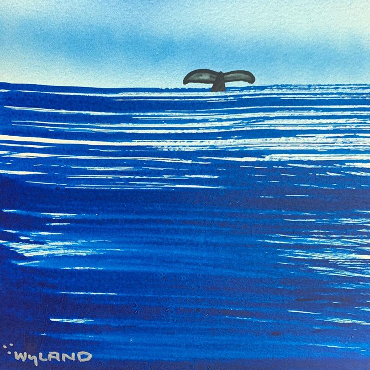 Wyland, "Fluke" Framed, Hand Signed Original Painting with Letter of Authenticity.