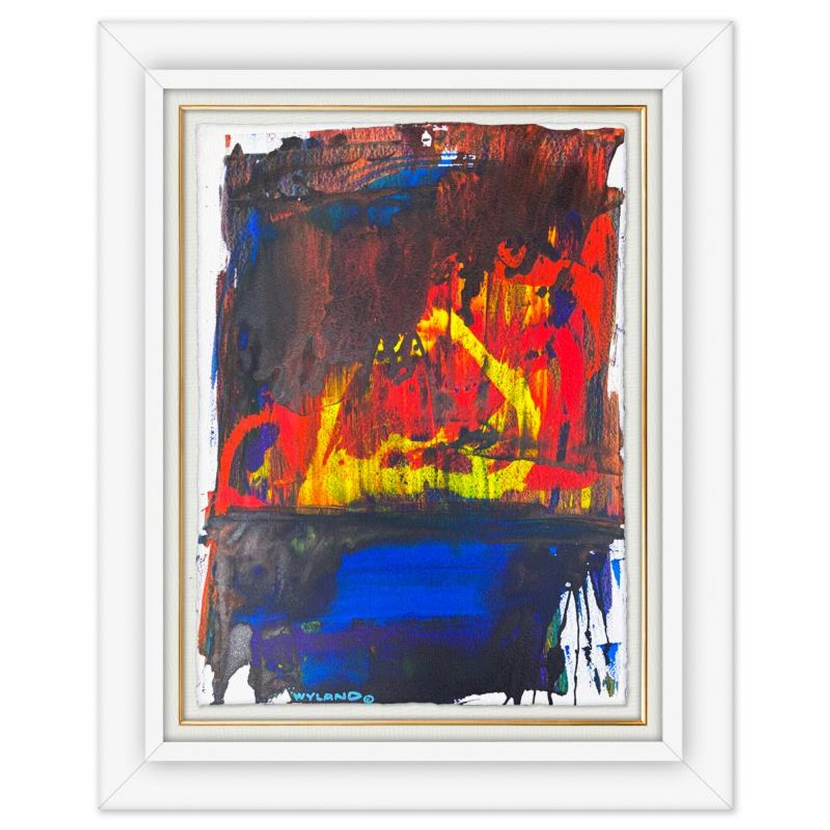 Wyland, "Untitled Abstract" Framed Original Painting on Paper, Hand Signed with Letter of Authenticity.