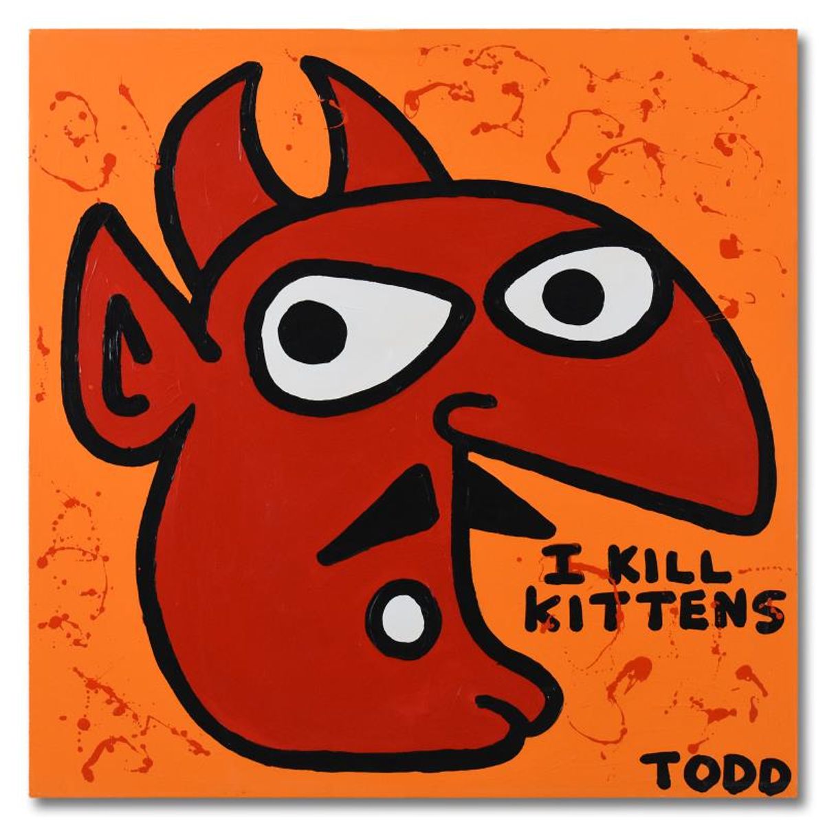 Todd Goldman, "I Like Kittens" Original Acrylic Painting on Gallery Wrapped Canvas, Hand Signed with Letter of Authenticity.