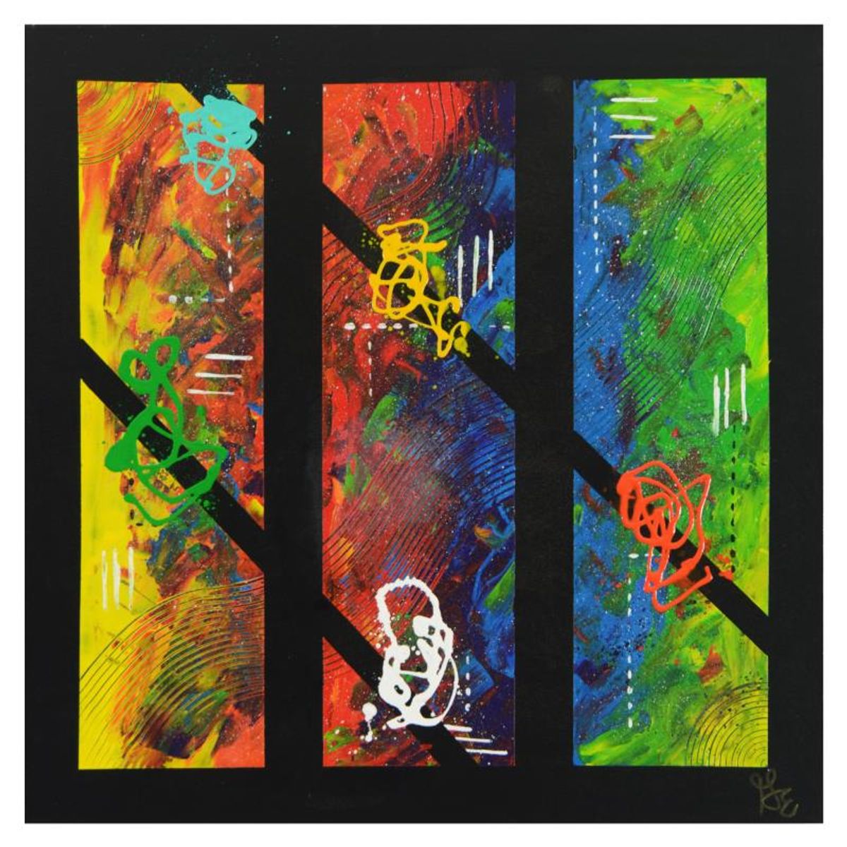 George Marlowe (d. 2026), "Triple Threat" Hand Signed Original Acrylic Painting on Canvas with Certificate of Authenticity.