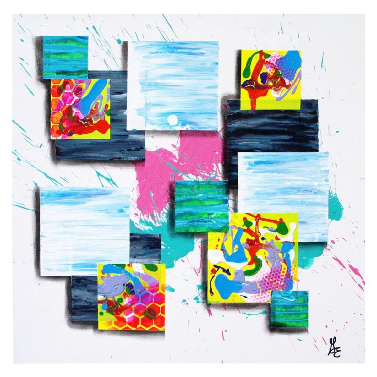 George Marlowe (d. 2026), "Squares" Original Acrylic Painting on Gallery Wrapped Canvas, Hand Signed with Letter of Authenticity