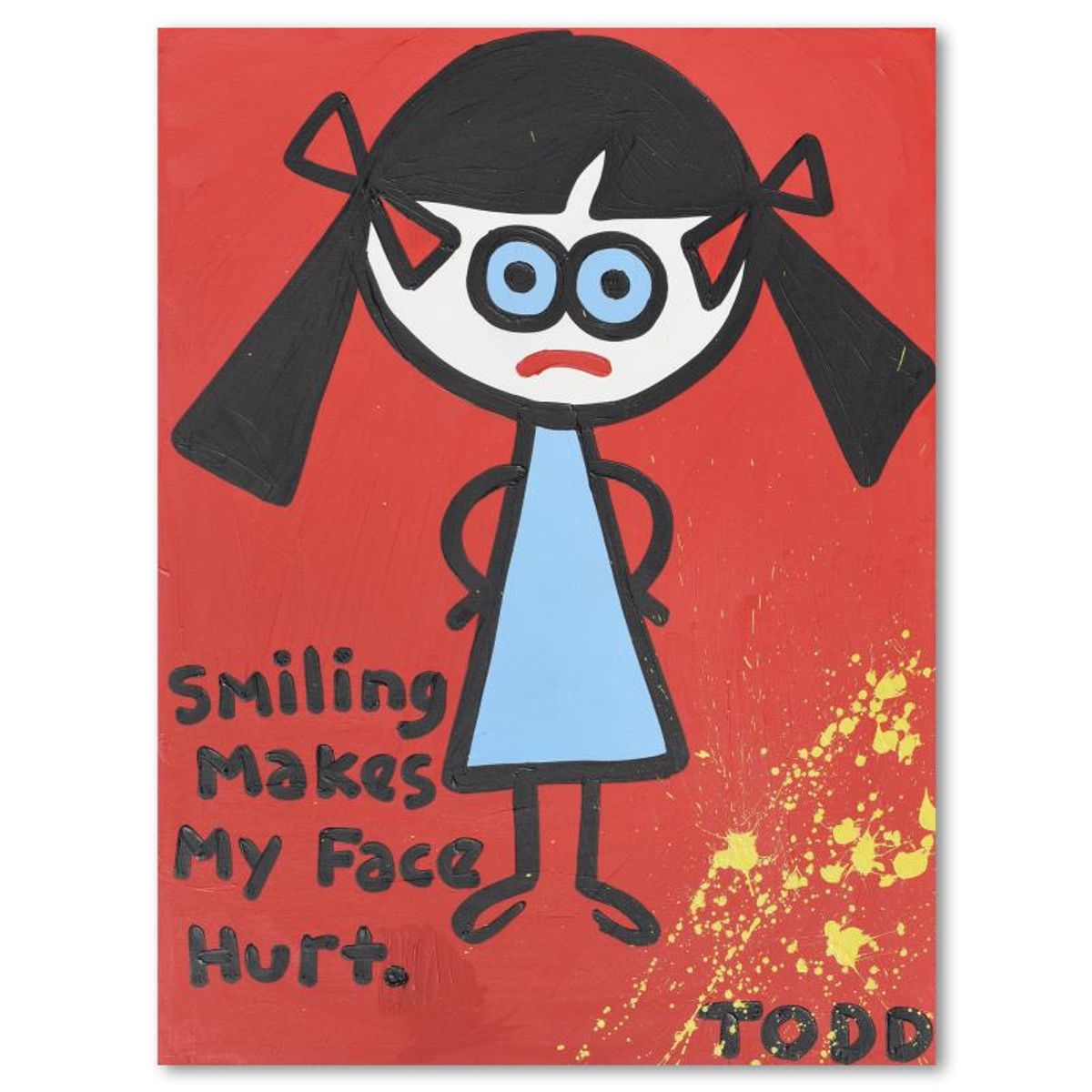 Todd Goldman, "Smiling" Original Acrylic Painting on Gallery Wrapped Canvas (36" x 48"), Hand Signed with Letter of Authenticity.