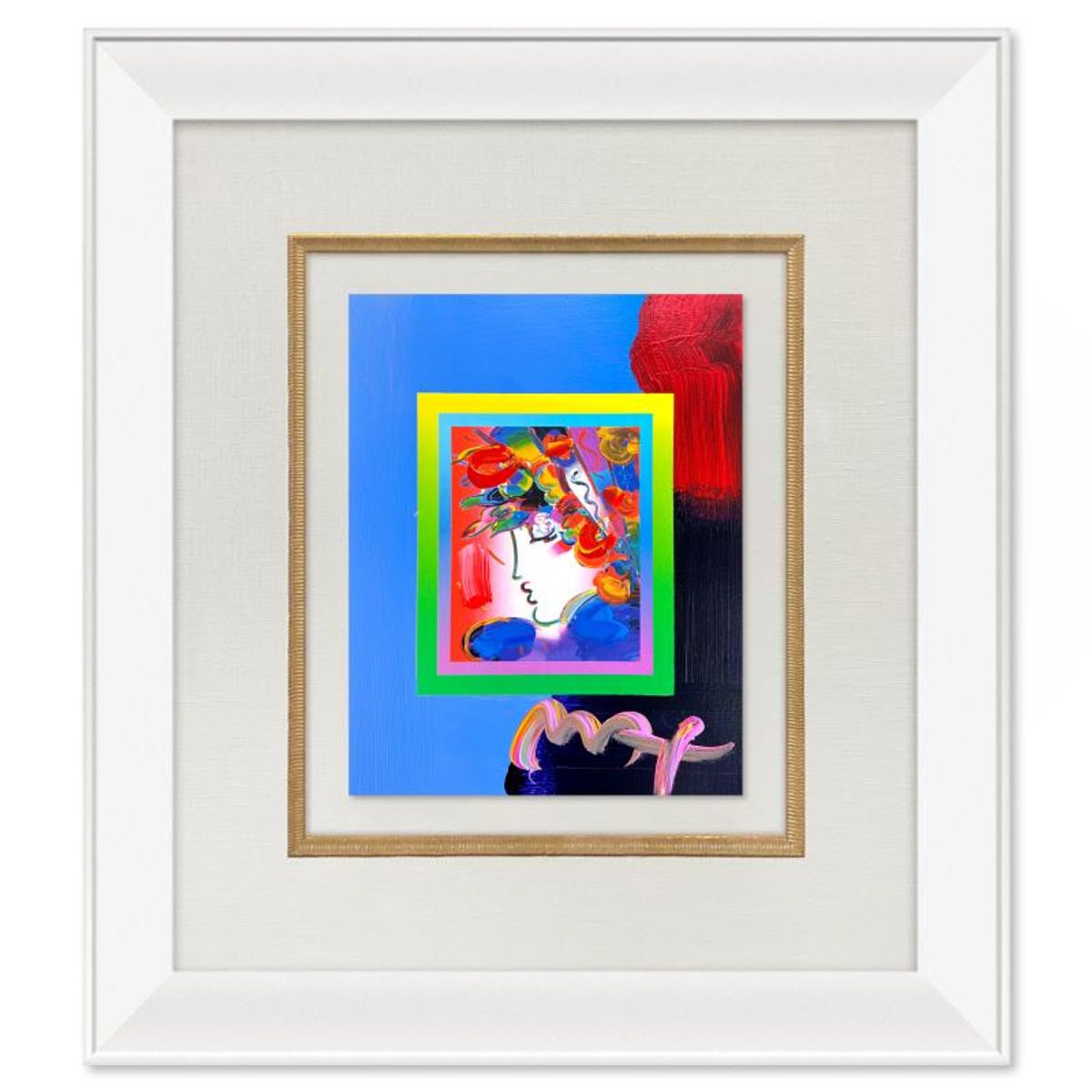 Peter Max (1937-2026), "Blushing Beauty" Framed One-of-a-Kind Acrylic Mixed Media, Hand Signed with Registration Number Certifying Authenticity