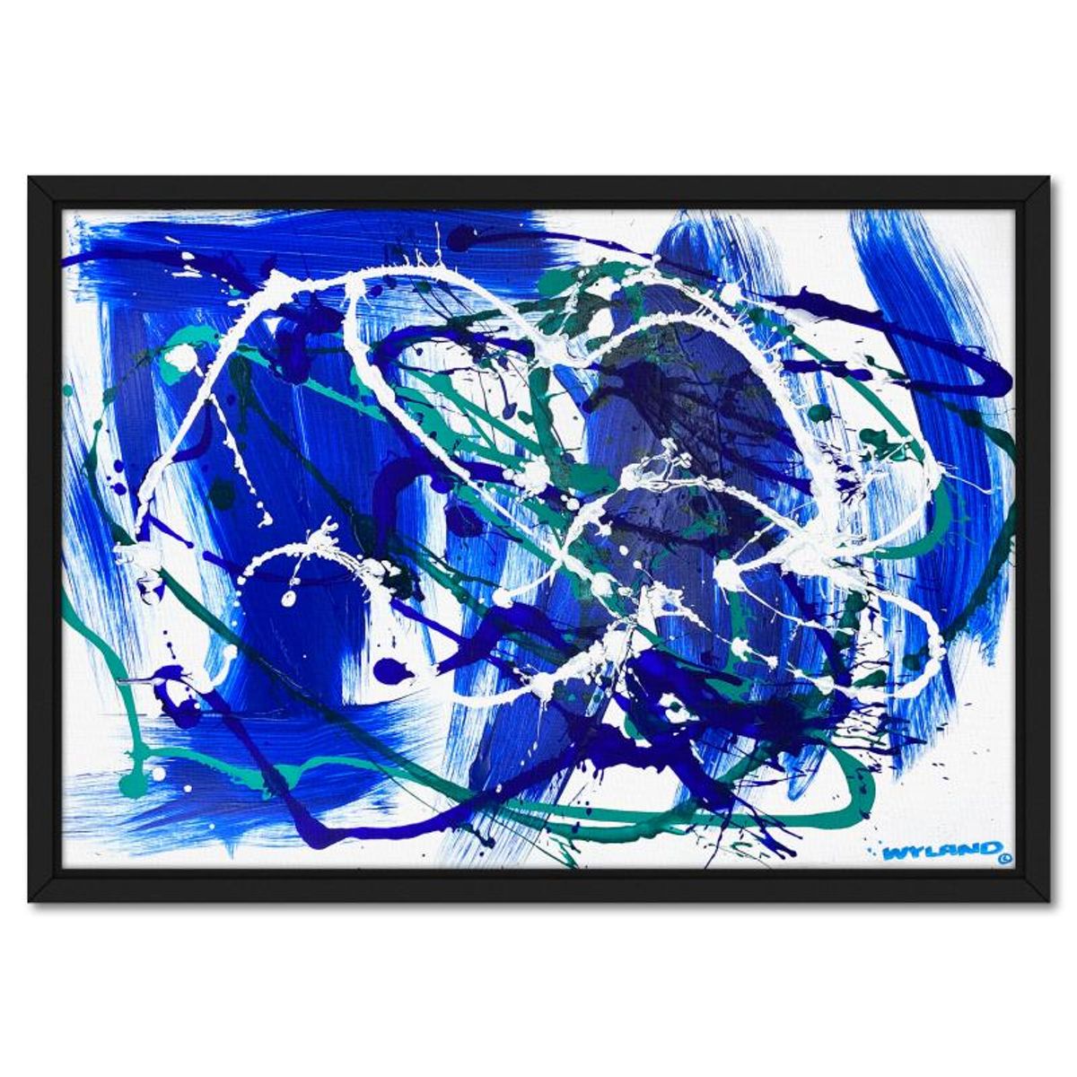 Wyland, "Untitled Abstract" Framed Original Acrylic Painting on Canvas, Hand Signed with Letter of Authenticity.