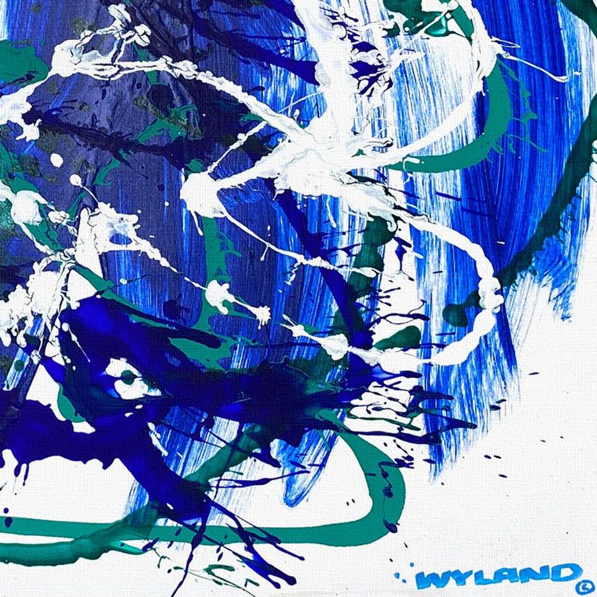 Wyland, "Untitled Abstract" Framed Original Acrylic Painting on Canvas, Hand Signed with Letter of Authenticity.