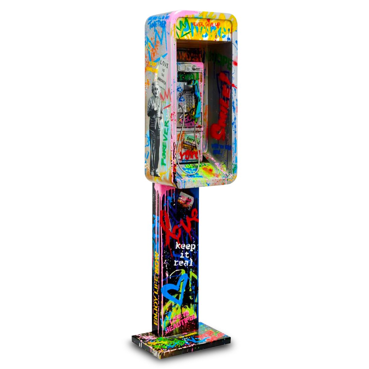 Mr. Brainwash- Stencil and Mixed Media on Fiberglass Sculpture with Metal base "Payphone, 2026"
