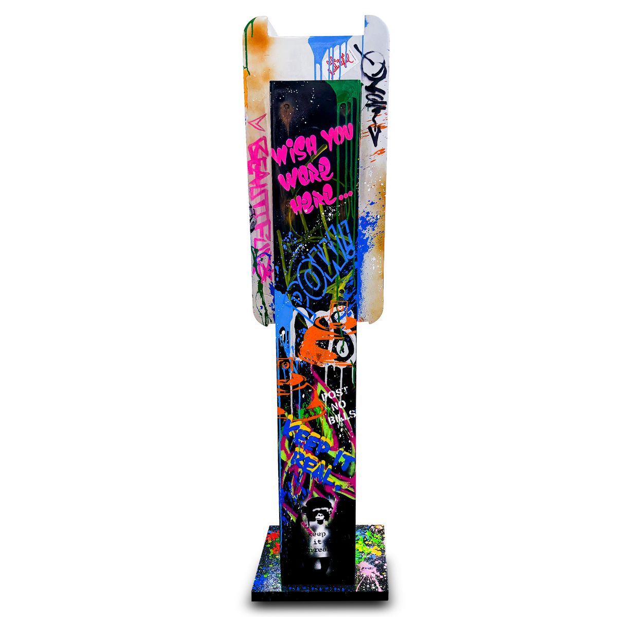 Mr. Brainwash- Stencil and Mixed Media on Fiberglass Sculpture with Metal base "Payphone, 2026"