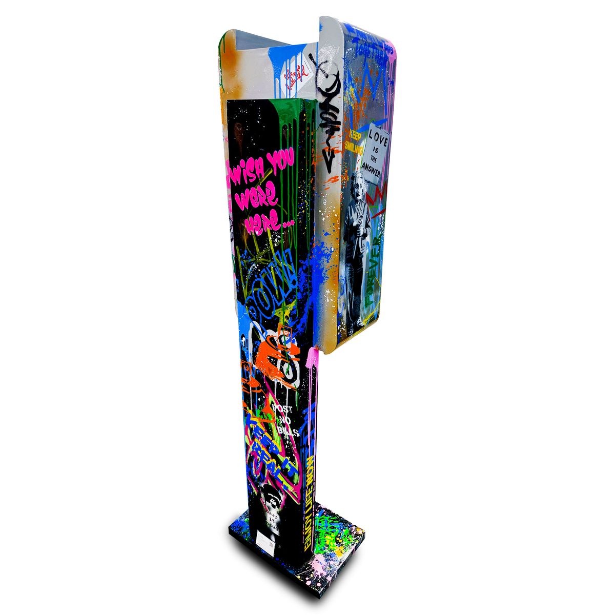 Mr. Brainwash- Stencil and Mixed Media on Fiberglass Sculpture with Metal base "Payphone, 2026"