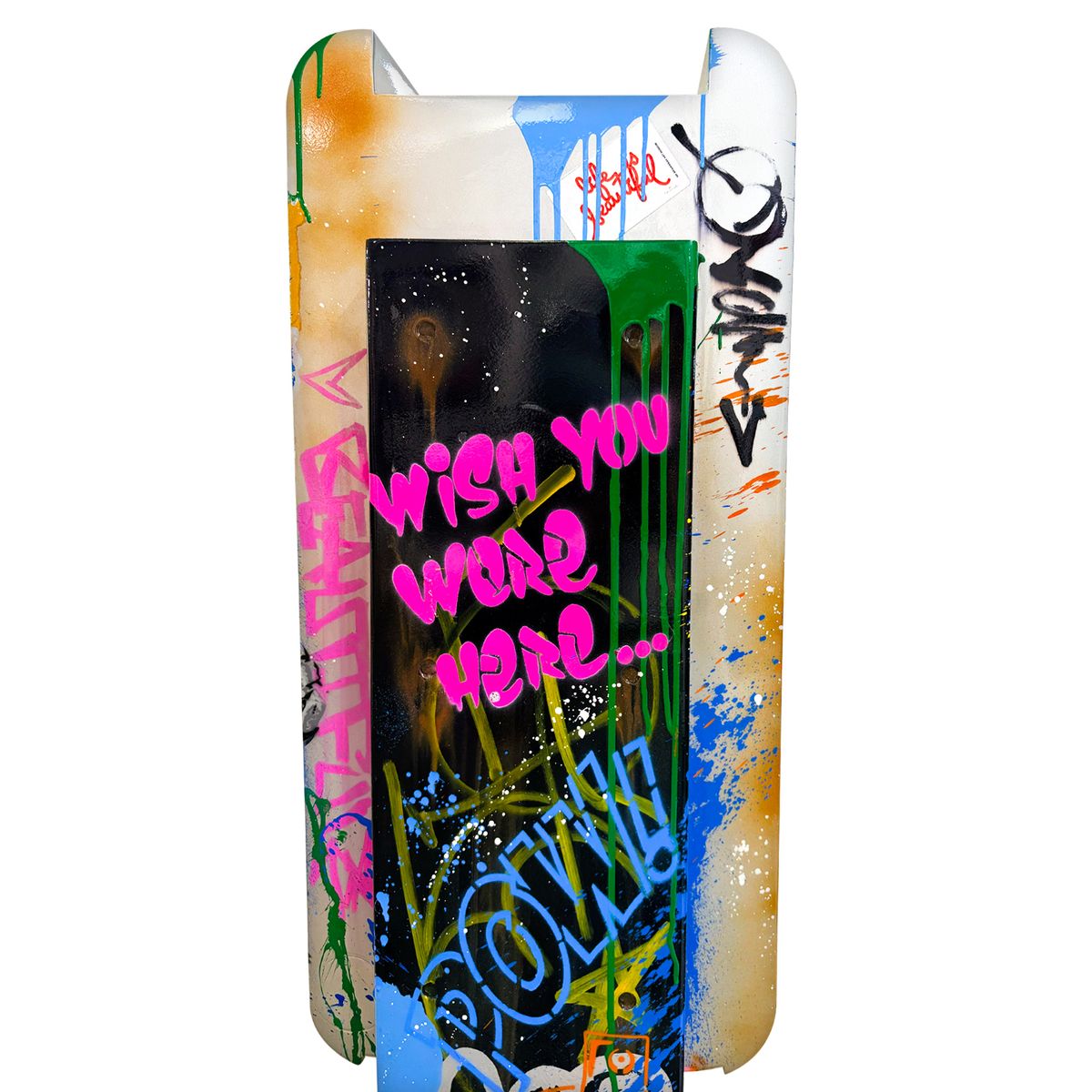 Mr. Brainwash- Stencil and Mixed Media on Fiberglass Sculpture with Metal base "Payphone, 2026"