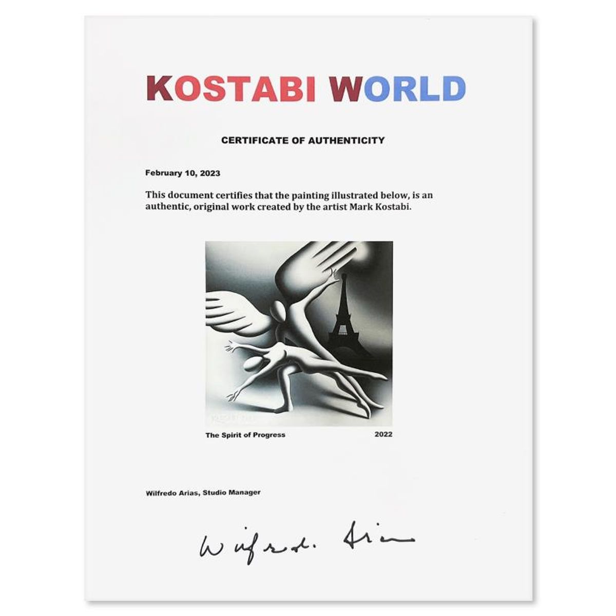 Mark Kostabi, "The Spirit" Framed Original Oil Painting on Canvas, Hand Signed with Letter of Authenticity