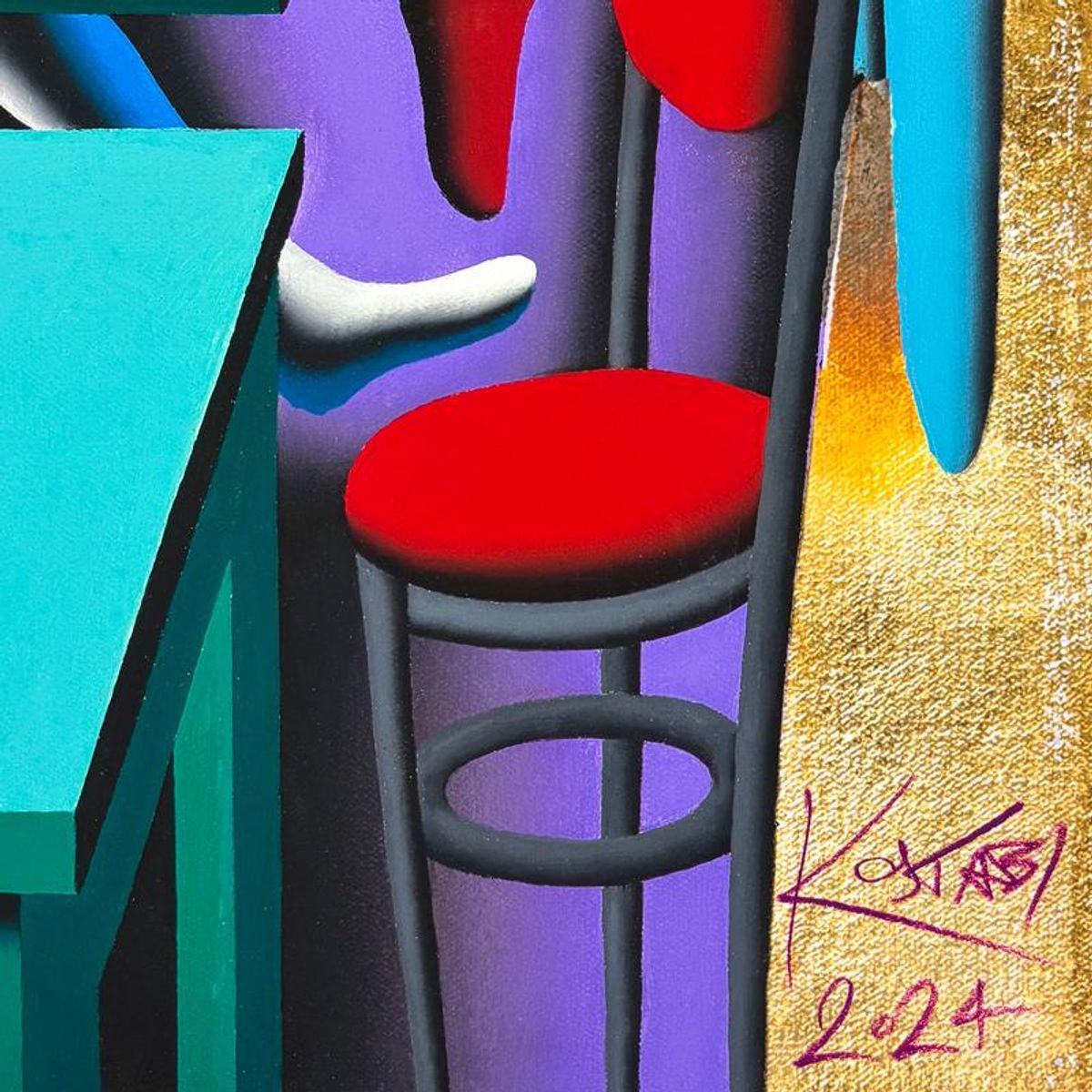 Mark Kostabi, "Spiritual Guidance" Limited Edition, AP Numbered 9/9 and Hand Signed with Letter of Authenticity.