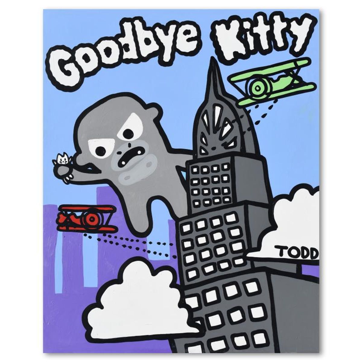 Todd Goldman, "Goodbye Kitty" Original Acrylic Painting on Gallery Wrapped Canvas (48" x 60"), Hand Signed with Letter of Authenticity.