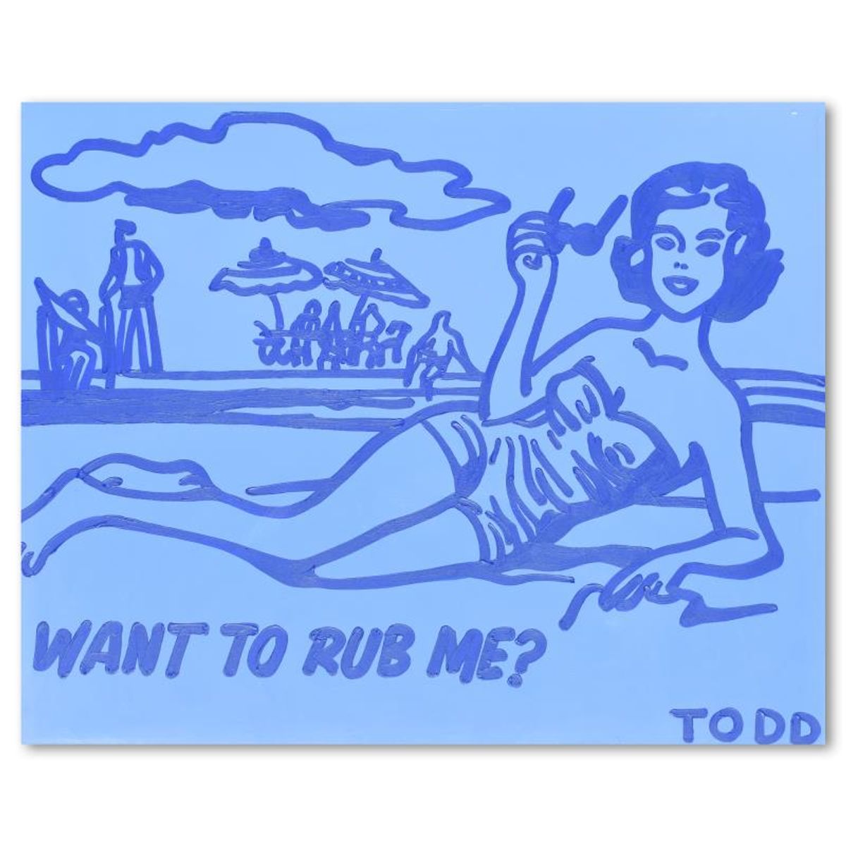Todd Goldman, "Want To Rub Me" Original Acrylic Painting on Gallery Wrapped Canvas (60" x 48"), Hand Signed with Letter of Authenticity.