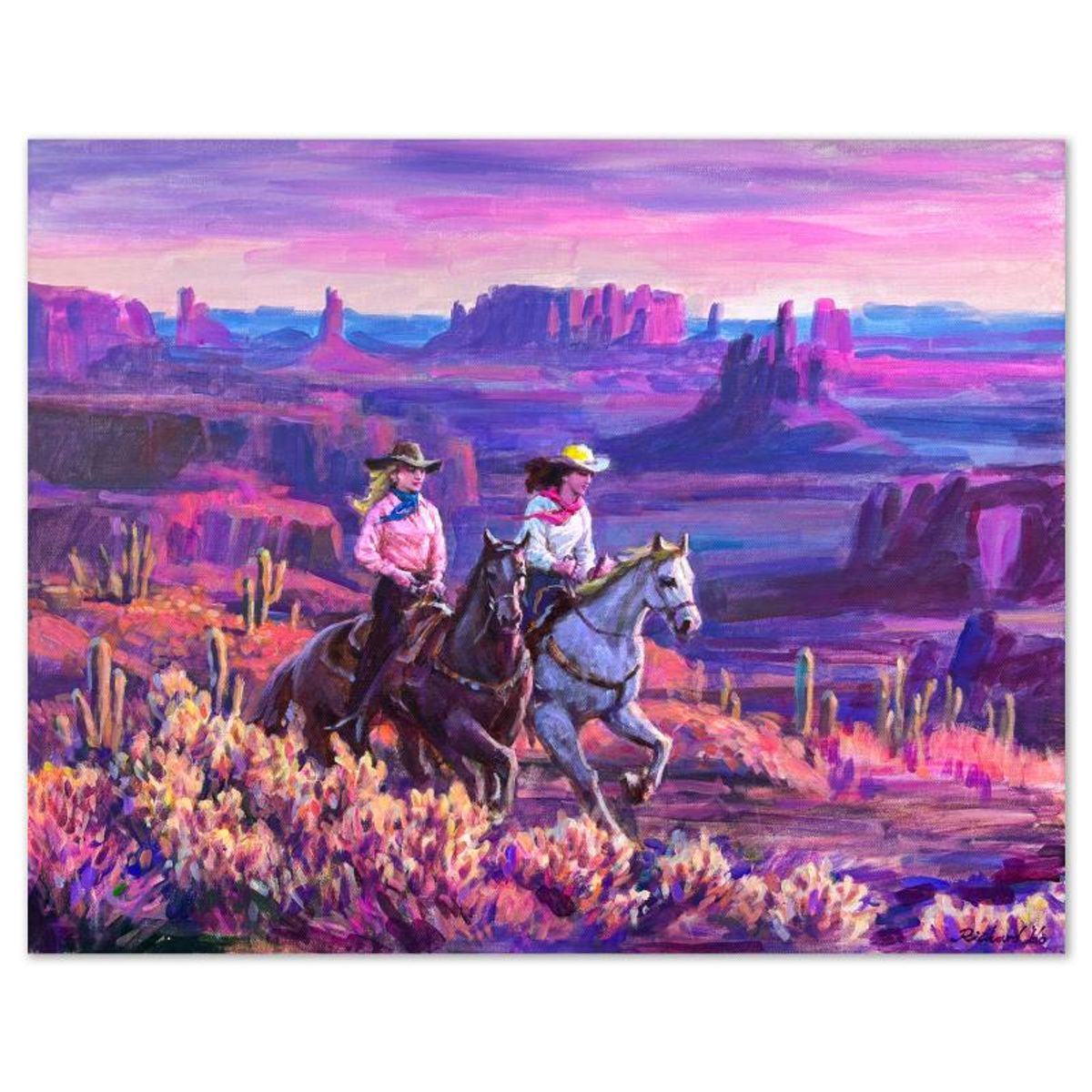 Richard Ho, "Across the Painted Desert" Original Acrylic Painting on Canvas, Hand Signed with Letter of Authenticity.