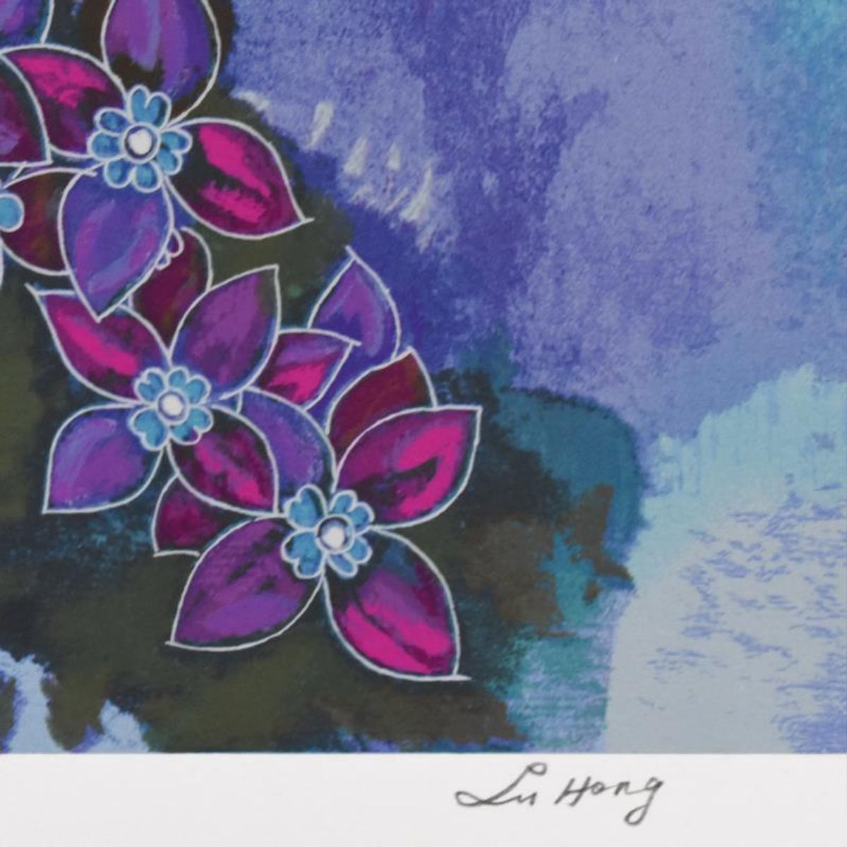 Lu Hong, "Wild Flowers" Limited Edition Serigraph, Numbered 294/300 and Hand Signed with Letter of Authenticity (Disclaimer)
