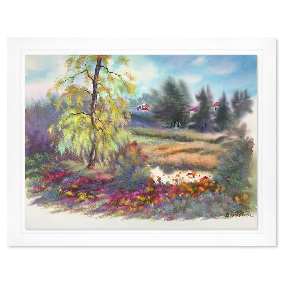 Zina Roitman, Framed Hand Signed Original Painting with Letter of Authenticity.