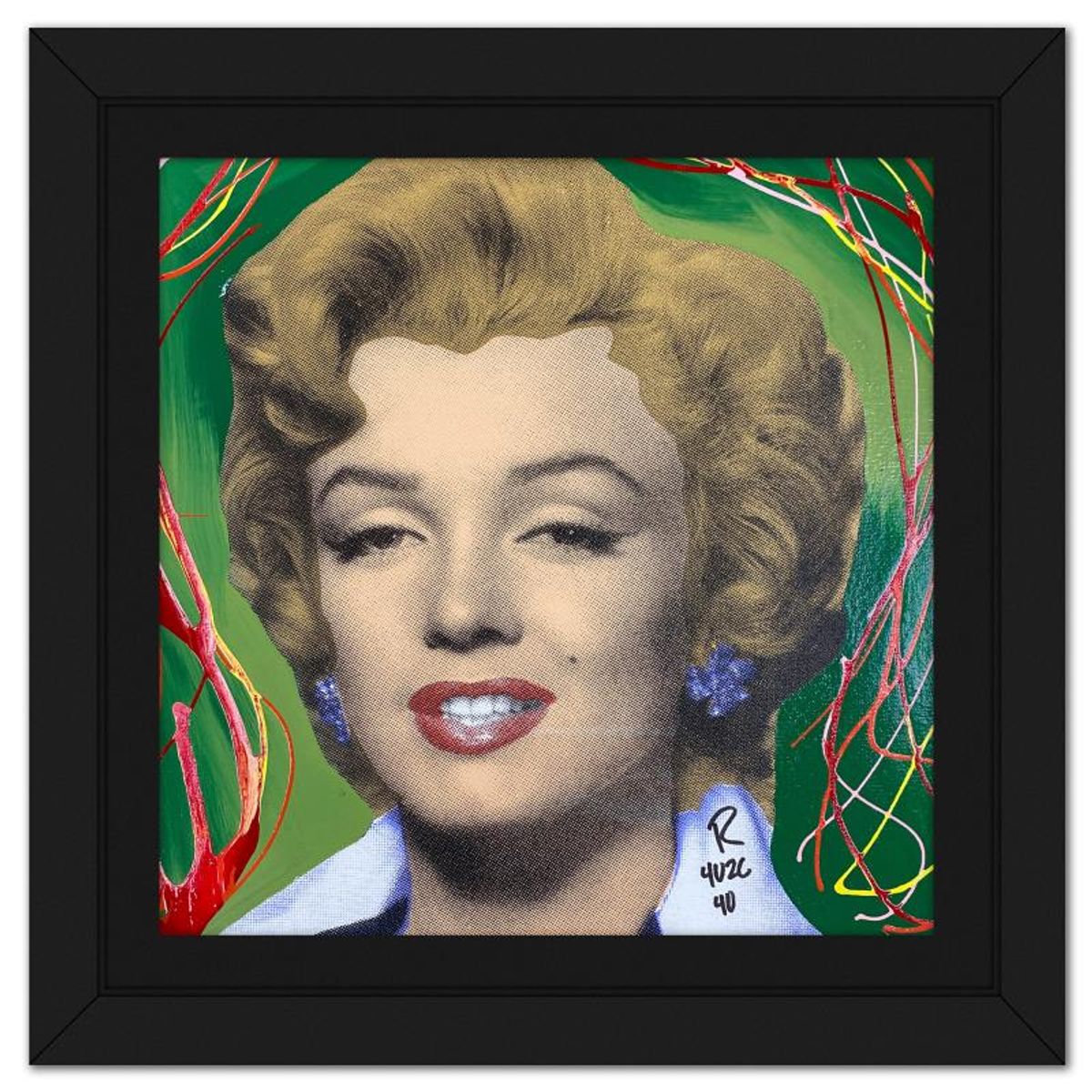 "Ringo" Daniel Funes, "Marilyn Classic" Framed One-of-a-Kind Mixed Media on Canvas, Hand Signed with Letter of Authenticity.