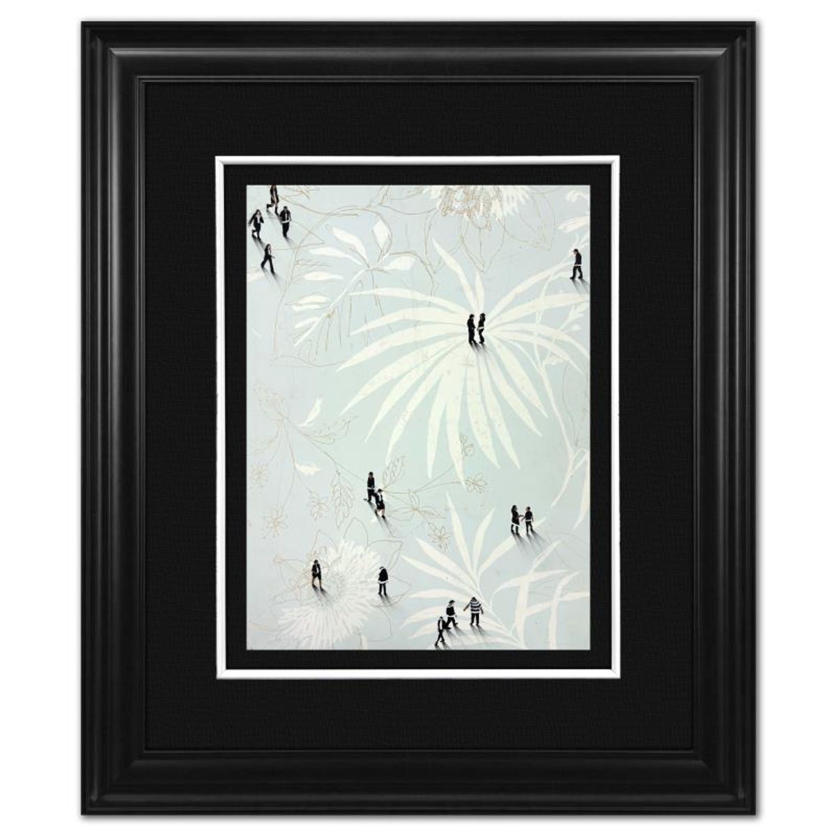 Craig Alan, "Fragments (Populous)" Framed Original Mixed Media on Vintage Wallpaper, Hand Signed with Letter of Authenticity.