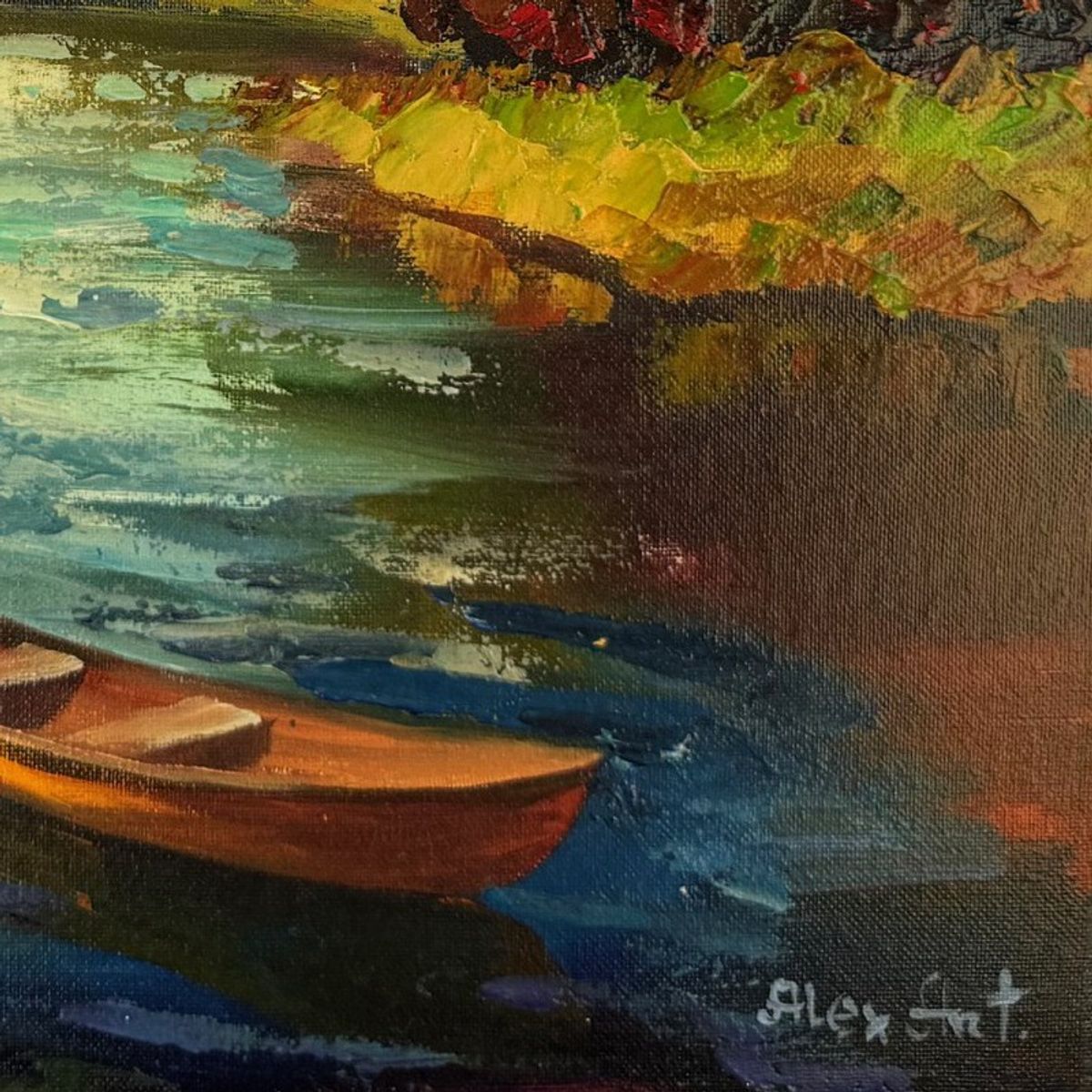 Alexander Antanenka, "Autumn Creek" Hand Signed Original Painting on Canvas with Letter of Authenticity.