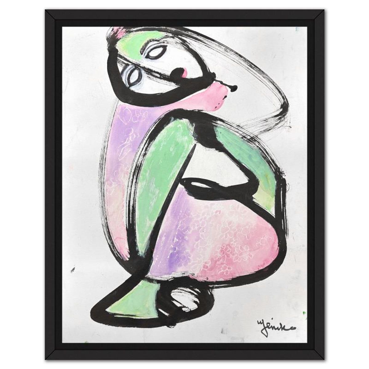 Jenik Cook, Framed Hand Signed Original Painting with Letter of Authenticity.