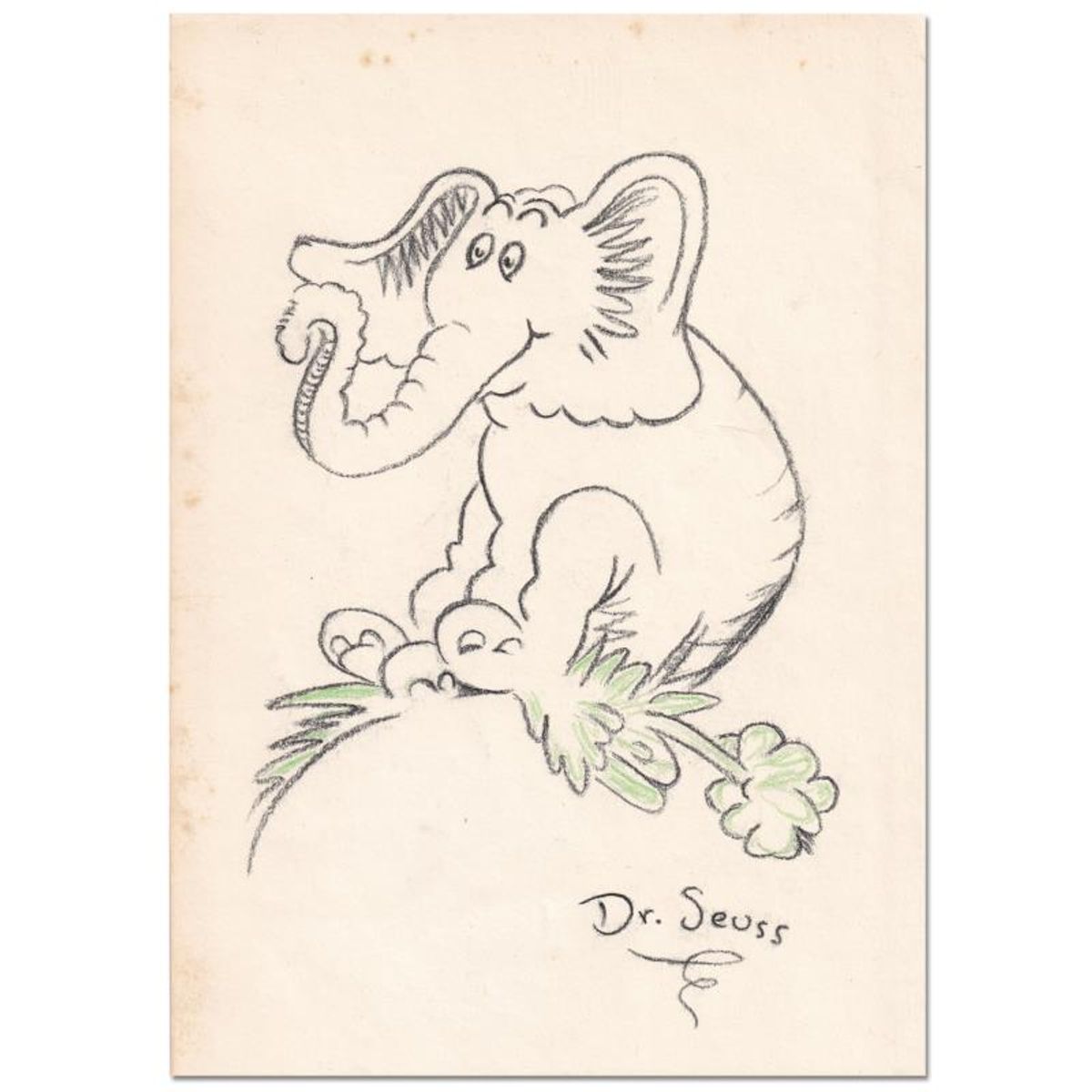 Dr. Seuss (1904-1991), "Horton" Hand Signed Original Art with Letter of Authenticity.